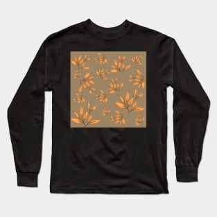 Brown leaves decorative pattern Long Sleeve T-Shirt